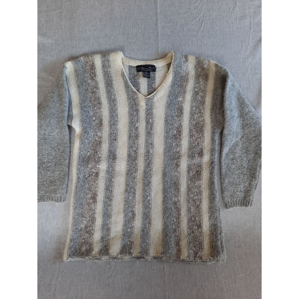 Chelsea Studio Women Medium Boho V-Neck Lightweight Soft Sweater Mohair‎ Acrylic